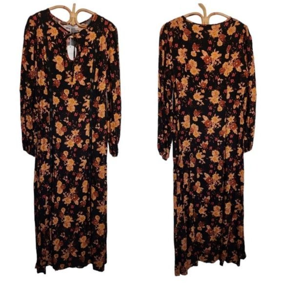 Black floral long laced dress never worn - Picture 1 of 5